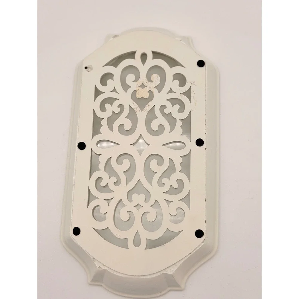 Cream White Metal Scrollwork Mirror Vanity Tray Beaded Edge French Country 15in